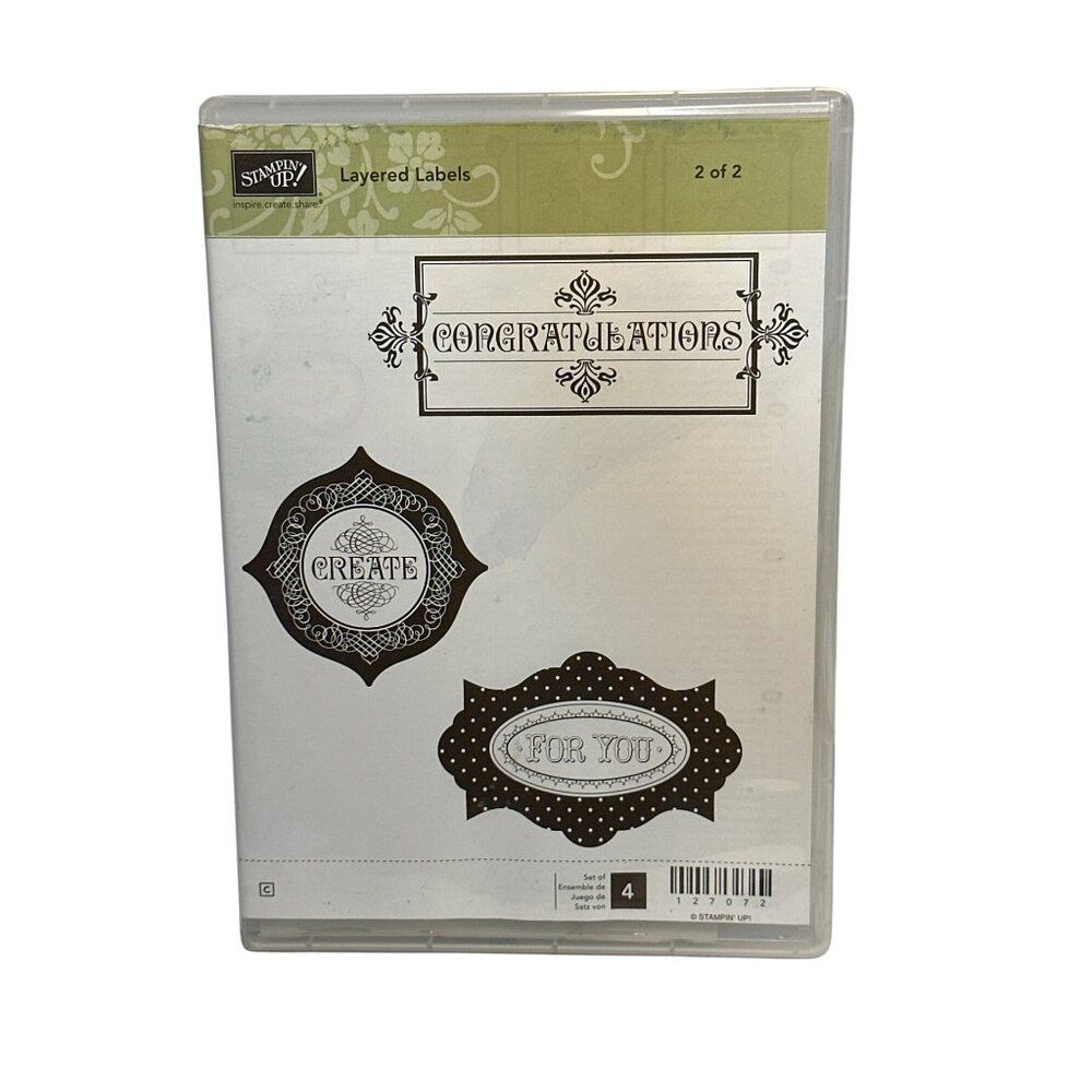 PREOWNED Stampin’ Up! Sale-A-Bration “Layered Labels” 3-Piece Cling Stamp 2 of 2